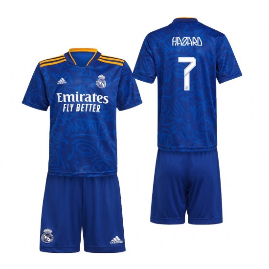 Camisola Real Madrid Eden Hazard 7 Criança Equipamento Segundo 2021-2022 Manga Curta